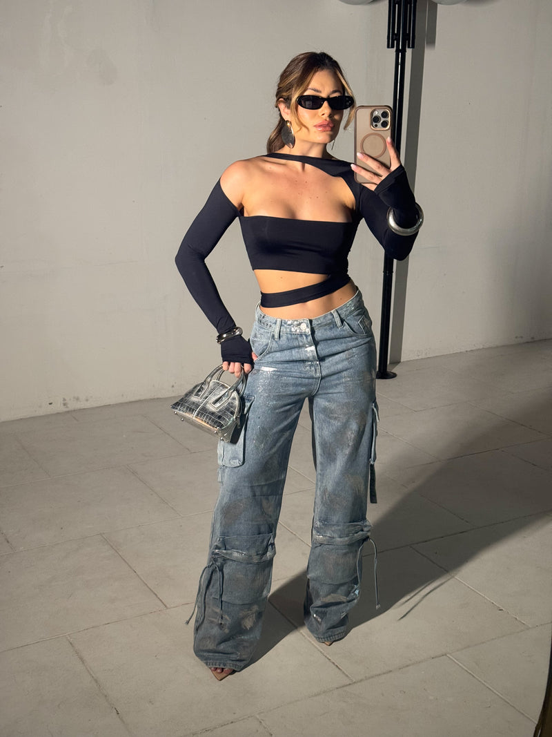 Calça Cargo Metalizada